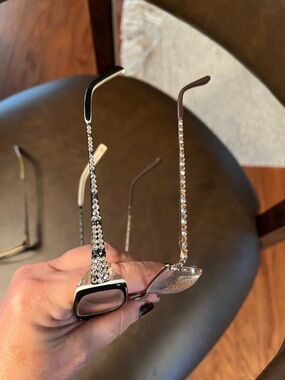 3 pair women’s reading glasses. Crystal/Black Readers. 1.25, 1.75 strength.